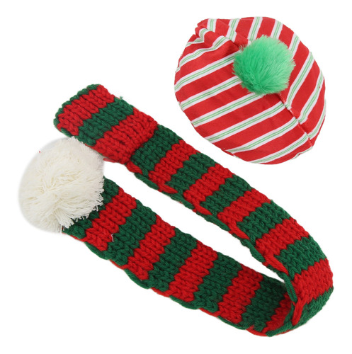 Set De Bufanda Tejida Para Perro Y Adorable Gorro Navideño P