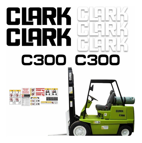 Kit Adesivos Compatível Clark C300 Completo R796 Cor Padrão