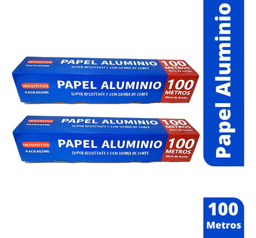 Rollo Papel Aluminio 100 Metros X 30cm Ancho Aluminio Foil