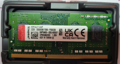 Memoria Ram Kingston Color Verde 4gb 1 Kingston Kvr16ls11/4w (Usado)