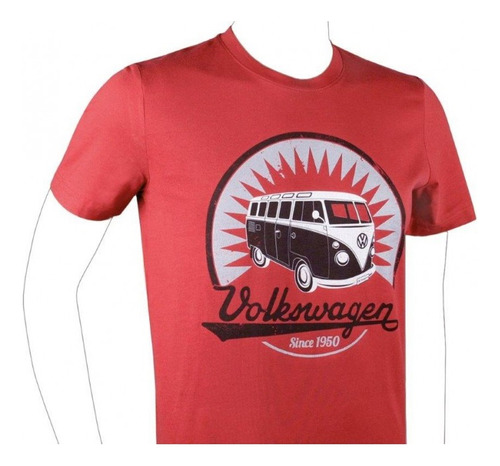 T-shirt Unisex Volkswagen T1 Bus Vintage Logo/rot (l)