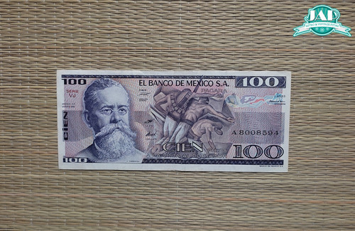 Billete Antiguo Coleccionable 100 Pesos V. Carranza 1982