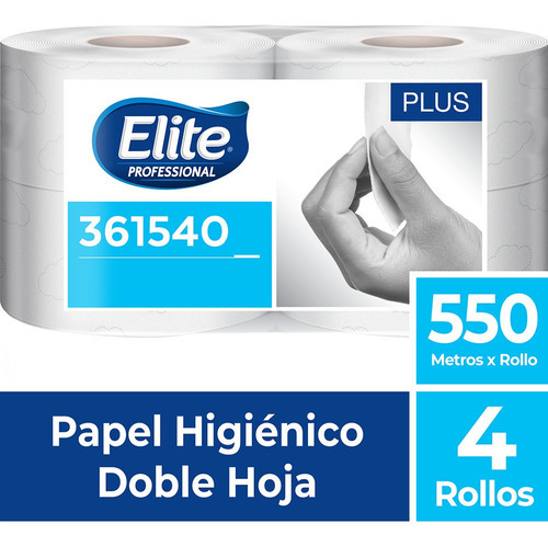 Papel Higiénico Elite Jumbo Plus Blanco 550  Metros 4 Rollos