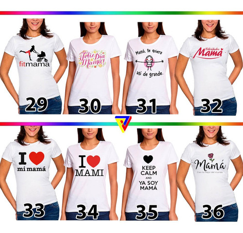 Imagen 5 de 9 de Franelas Día De La Madre Estampada Full Color