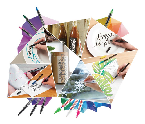 Imagen 4 de 4 de Marcador Permanente Edding 21 Ecoline Set 4 Colores
