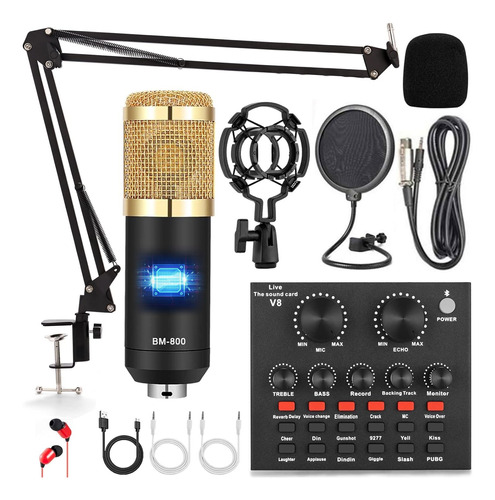 Kit Podcast Con Interfaz De Audio Y Microfono Condensador-d