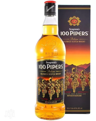 100 Pipers Deluxe Seagrams Whisky 1litro Com Caixa | Parcelamento sem juros