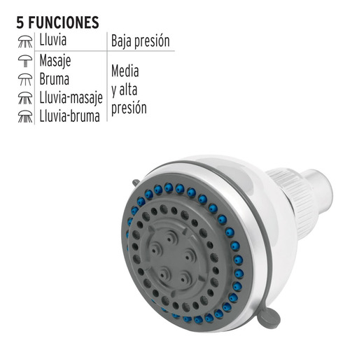 Regadera 3´ Multiposicion 5 Funciones Cabeza Baño 49415