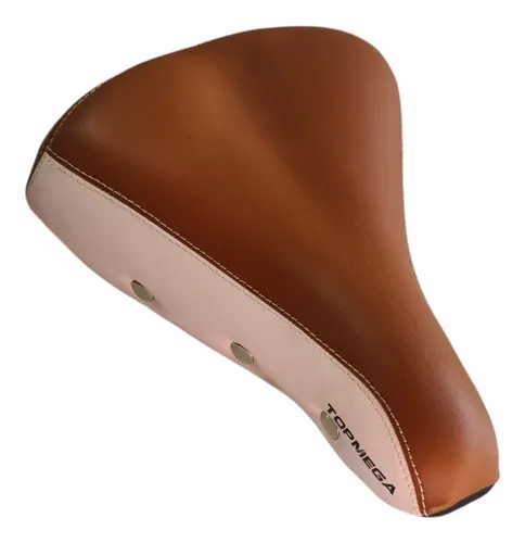 Asiento Para Bicicleta Marron Y Blanco Inglesa Antiguo C 54a
