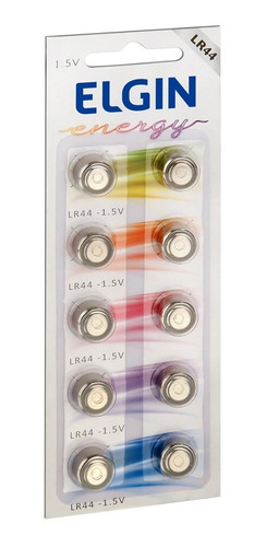 10 Baterias Pilhas Alcalina Lr44 1,5v Blister Cartela Elgin