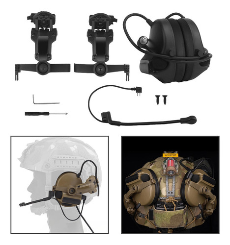 Auriculares De Caza Resistentes Con Micrófono, Negro