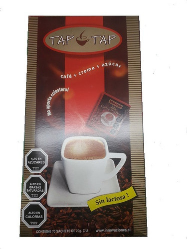 Café Tap Tap Sin Lactosa 1400gr, 20 Sachets De 70gr Cada Uno