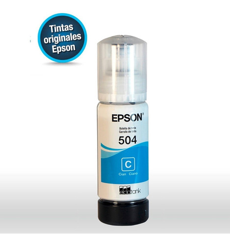 Botella Epson T504 Cyan Tinta 70ml Cian