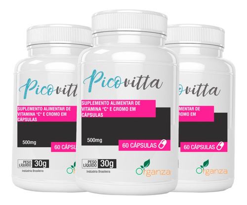 Kit Picovitta Vitamina C Cromo 60 Cápsulas 500mg
