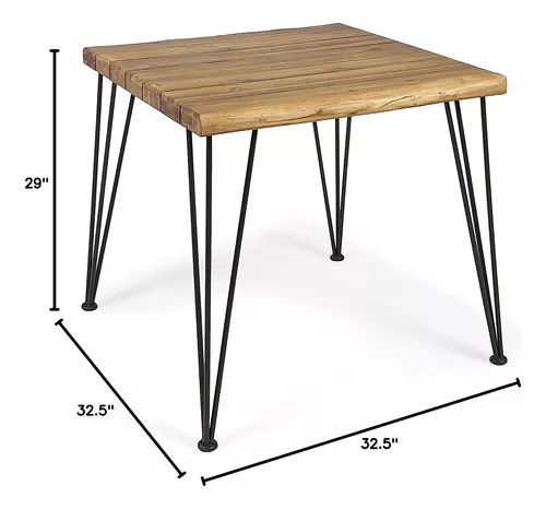 Mesa de cristal con patas solidas de madera de acacia.