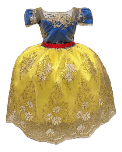 Vestido Branca De Neve Juvenil Luxo Realeza Menina Saiote