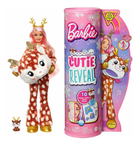 Barbie Cutie Reveal Reno | Muñeca Con Disfraz De Peluche