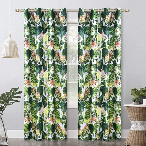 Wistown Cortinas Opacas Con Hojas De Palma Tropicales Y Flor