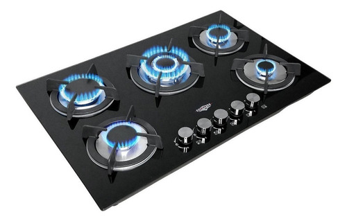 Combo Campana Extractor Plegable Parrilla Cristal 5 Quem Color Negro