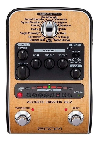 Pedal Guitarra Acustica Zoom Ac2 Afinador Preamp Usb