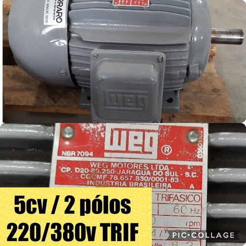 Imagem 1 de 6 de Motor Elétrico Weg 5cv 2 Polos Blindado Alta Rotação