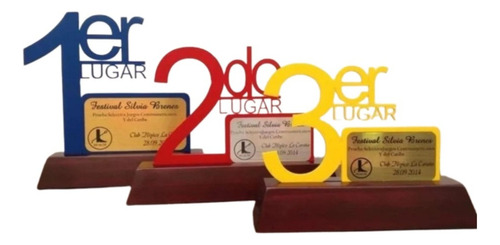 3 Trofeos Escolar Premiación Campeón Mdf