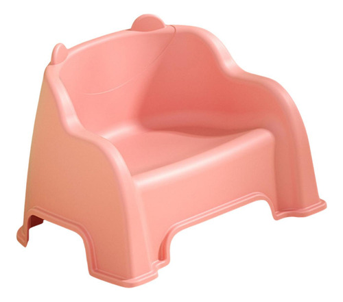 Taburete Pequeño Con Respaldo, Reposapiés Estable, Rosa