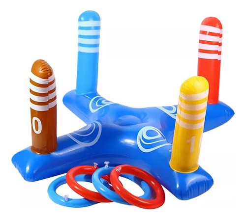 Juego Inflable Lanzamiento Aros Dinámico Alberca Piscina Set