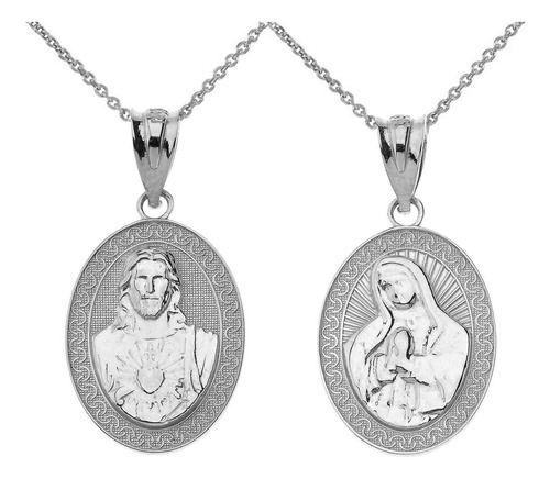 Collar Reversible Con Medalla Del Sagrado Corazón De Jesús D