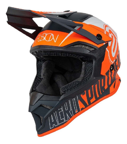 Capacete Asw Fusion 2.0 Dash Laranja Cinza Branco 58