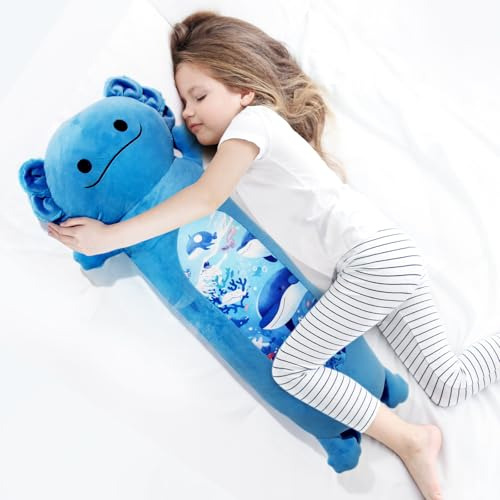 Almohada Corporal De Peluche Axolote Azul De 22 Pulgadas, Li