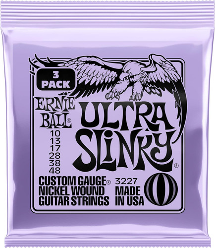 Kit 3 Encordoamentos Guitarra Ernie Ball Slinky Nickel Wound