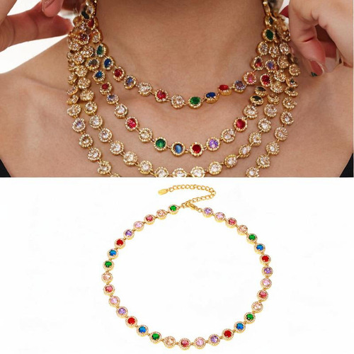 Collar De Diamantes De Imitación Multicolor Para Mujer,
