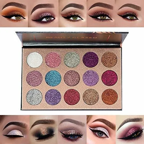 Paleta De Sombra De Ojos Con Purpurina De 15 Colores Y Brill