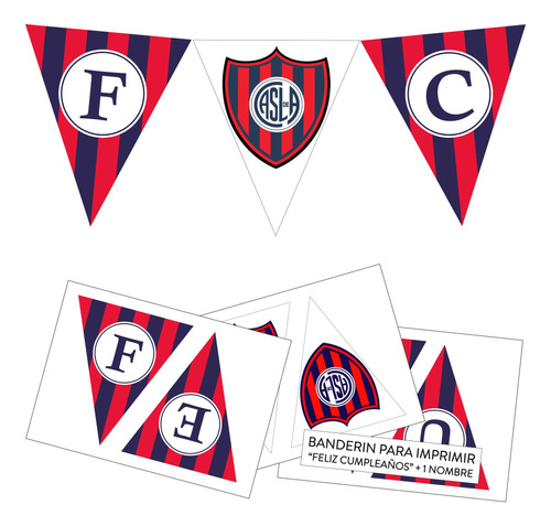 Banderín Imprimible San Lorenzo Feliz Cumple + Nombre