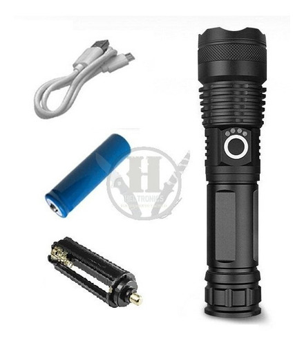Imagen 2 de 4 de Linterna Tactica P50 Recargable Usb Zoom Potente Premium