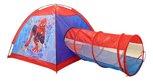 Carpa Casa Pelotero De Varillas Spiderman Con Tunel Infantil Color Multicolor