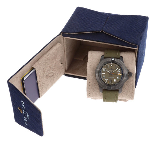 Reloj Breitling Avenger Gmt 45 Hombre Piel Gris Oscuro Verde Musgo Gris Oscuro Verde Musgo