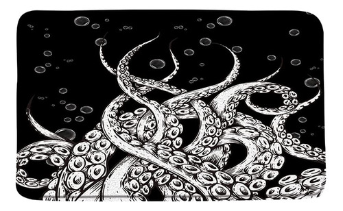 Tfggndf Octopus Tentacles Alfombra De Baño Blanco Y Negro Re