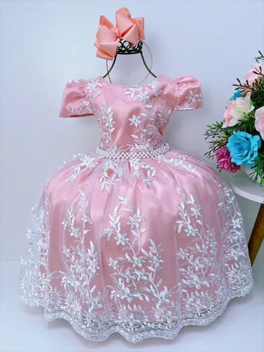 VESTIDO INFANTIL REALEZA LILÁS RENDA PÉROLAS PRINCESA LUXO