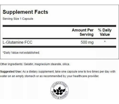 L Glutamina 500mg (100 Cápsulas) Swanson