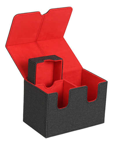Premium 160 Card Deck Storage Box Contenedor De Negro Rojo