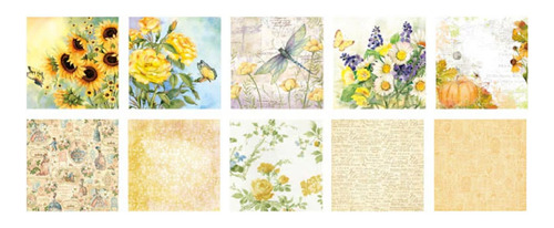 Set 10 Papeles Diseño Flores Bosque Scrapbook 14 X 14 Cms