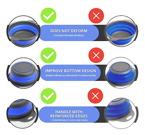 Colador Redondo De Silicona Azul Plegable Para Cocina S