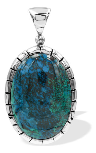 Dije De Estilo Con Crisocola En Plata De Ley Color Azul Petróleo