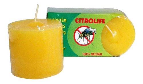 Vela Repelente Citrolife C/ 2un 100g Citronela - Un Cor Amarelo Liso