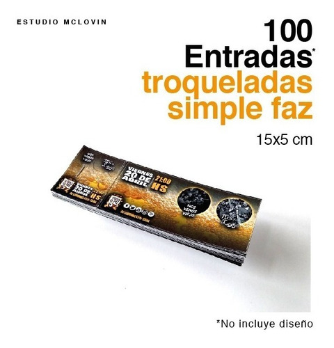 100 Entradas 15x5 Simple Faz 180g Troqueladas