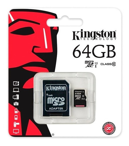 Memoria Micro Sd Kingston 64gb Clase 10 Hc Camara Celular