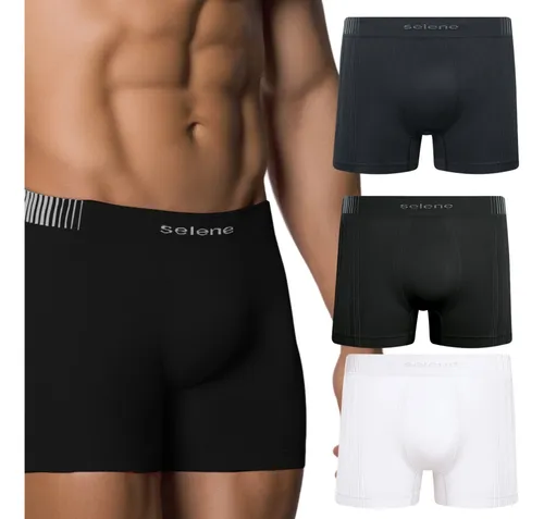 Kit 3 Cuecas Boxer Sem Costura Poliamida Toque Gelado Selene