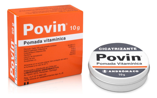 Povin Pomada Vitamínica Reparadora , Cicatrizante 10 Gr